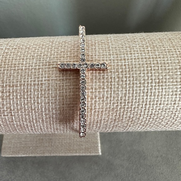 Rose Gold colored CZ cross bracelet by Joan Boyce - Picture 3 of 8